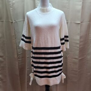 Anthropologie COA White and Black Striped Sweater Dress Size Small (COA sz 1)